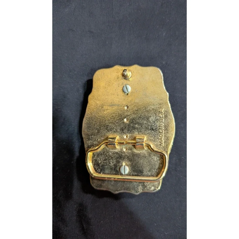 Vintage ATV Quad Rider Belt Buckle Gold Tone Western Made in USA‎ 3 Inch
